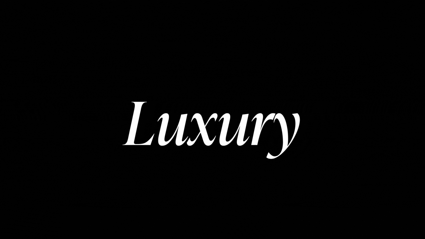 Trend Setting, Luxury, Female Led, Bold, Premium - words switching in a GIF to describe brands