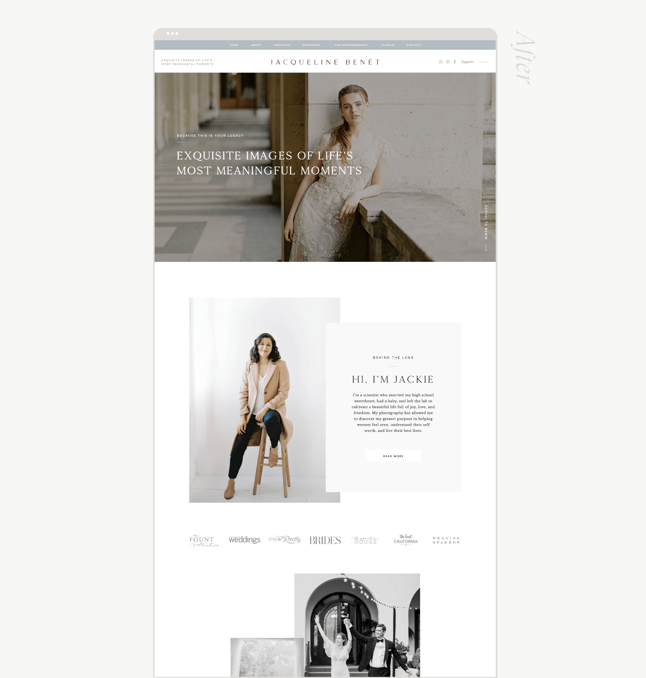 mockup of wedding professional website